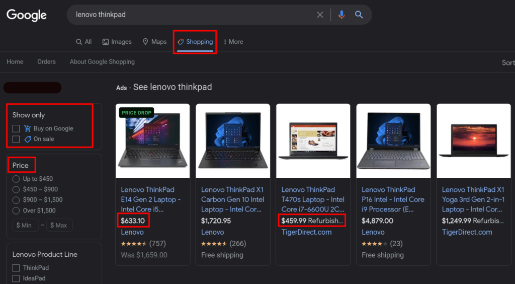 Google Comparison