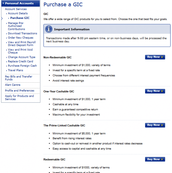 RBC GIC rates process